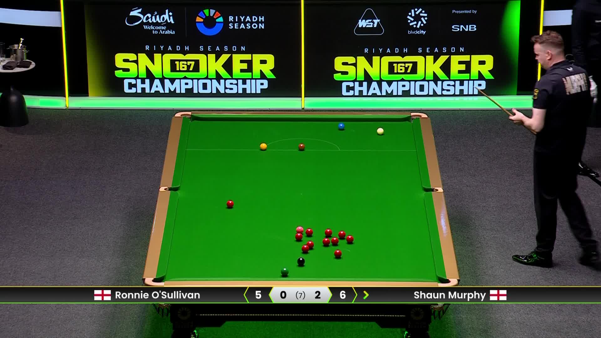 罗尼·奥沙利文VS肖恩·墨菲 2025斯诺克利雅得锦标赛 第三局