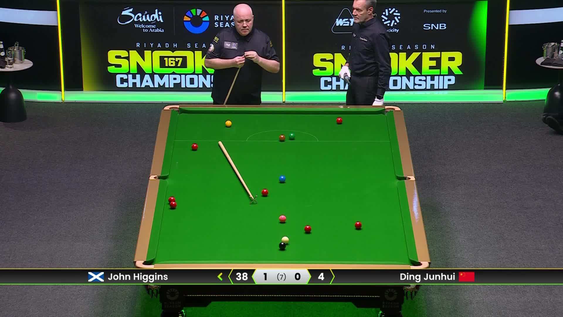 约翰·希金斯VS丁俊晖 2025斯诺克利雅得锦标赛 第二局