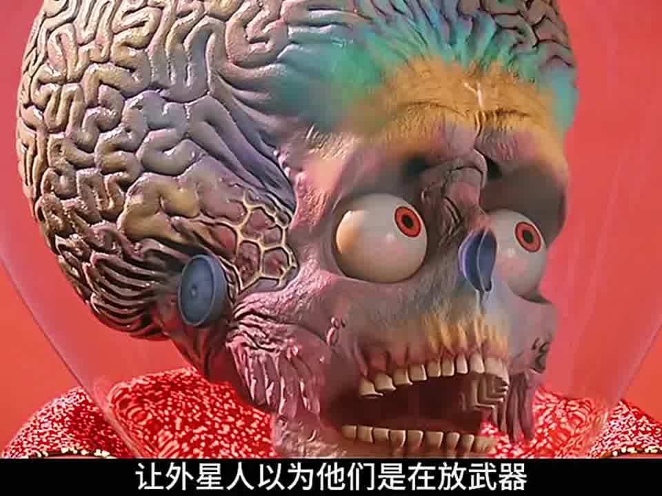 将军给眼前的火星人画了一个圈表示欢迎它们来到地球上游玩