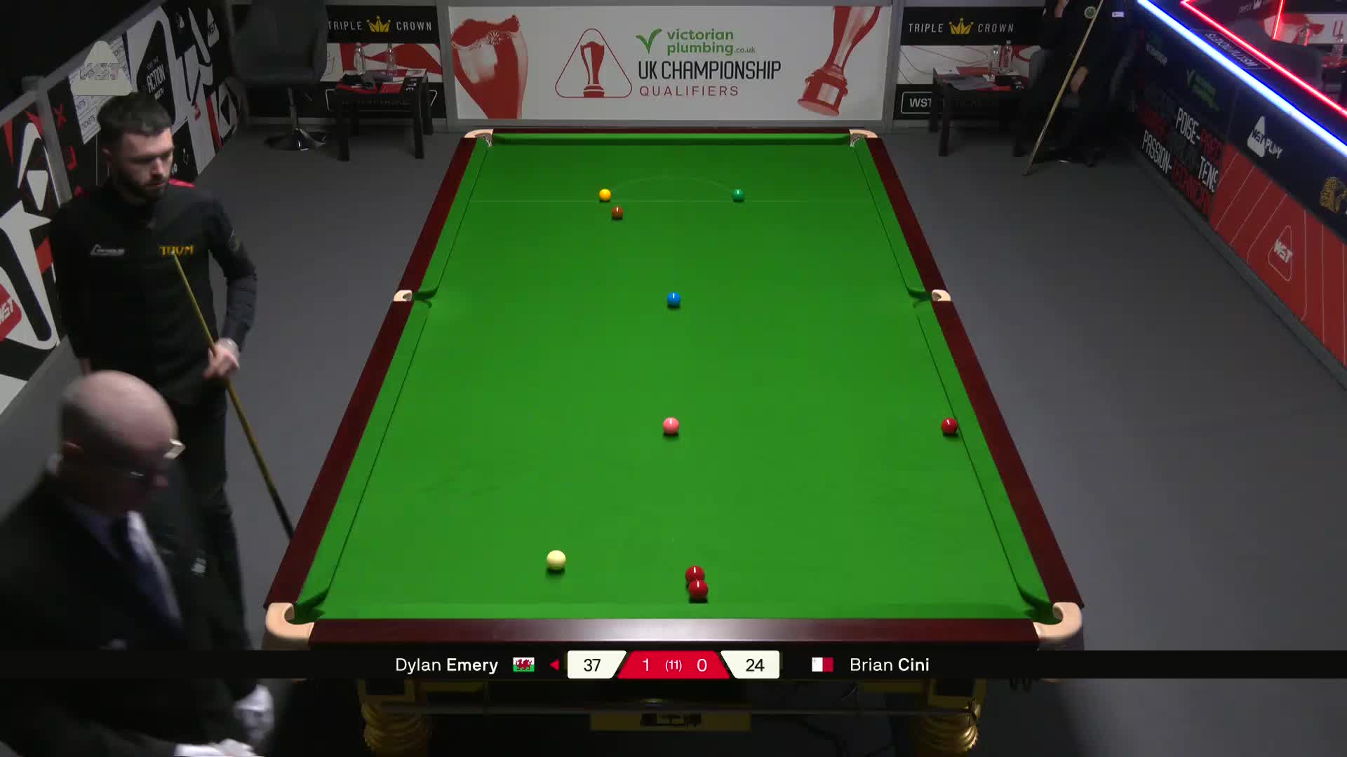 迪伦·埃默里VS布莱恩·西尼 2025斯诺克英锦赛资格赛 第二局