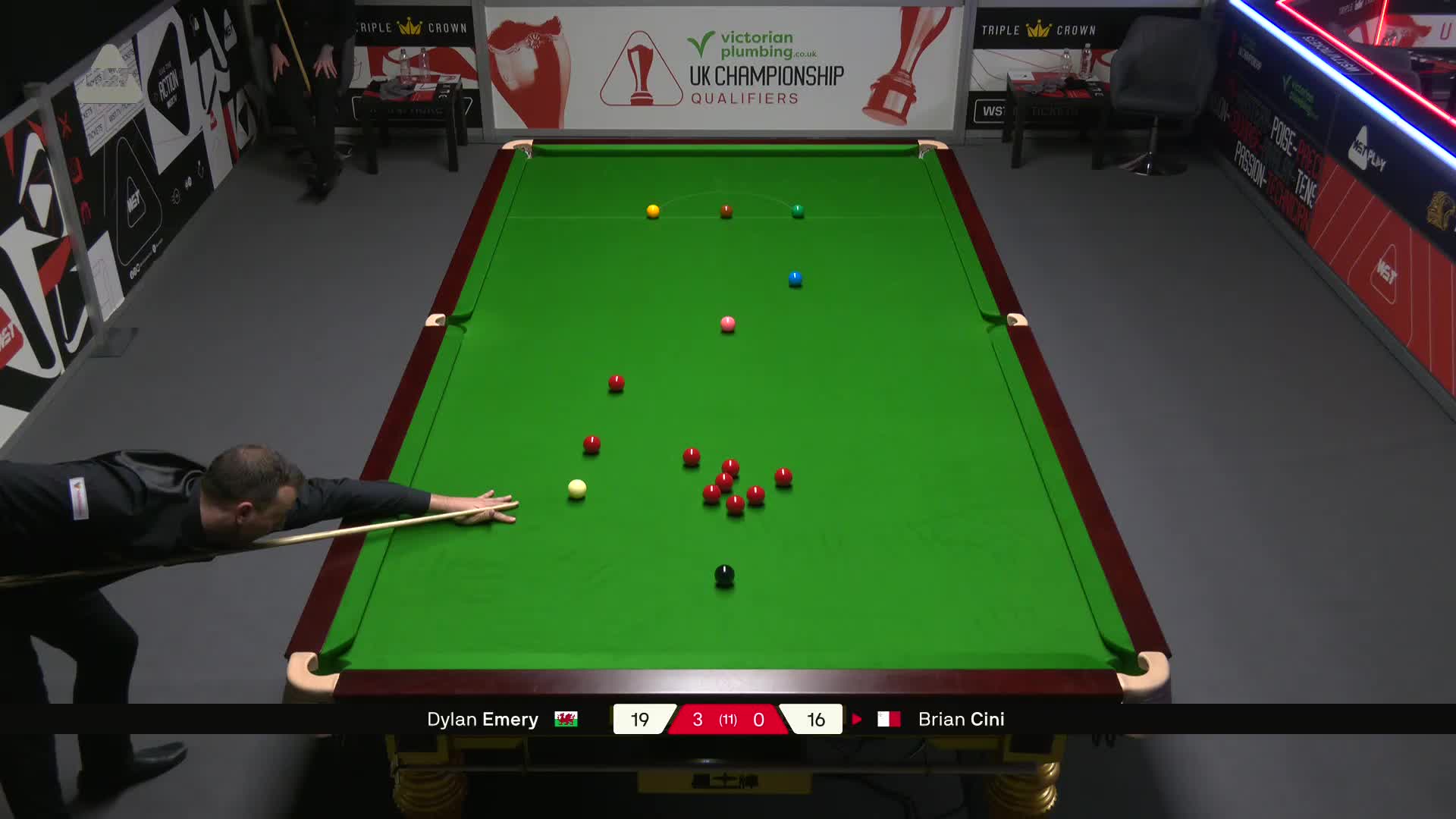 迪伦·埃默里VS布莱恩·西尼 2025斯诺克英锦赛资格赛 第四局