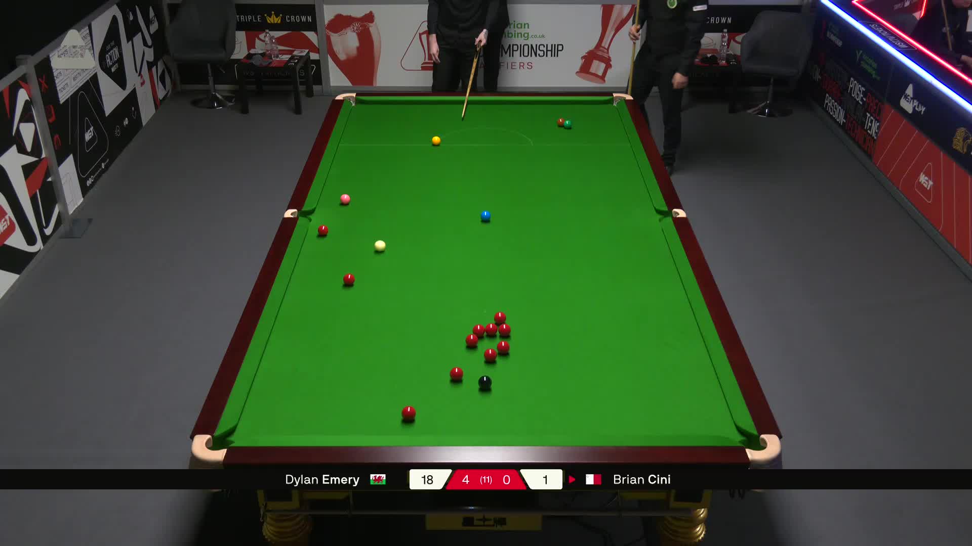 迪伦·埃默里VS布莱恩·西尼 2025斯诺克英锦赛资格赛 第五局
