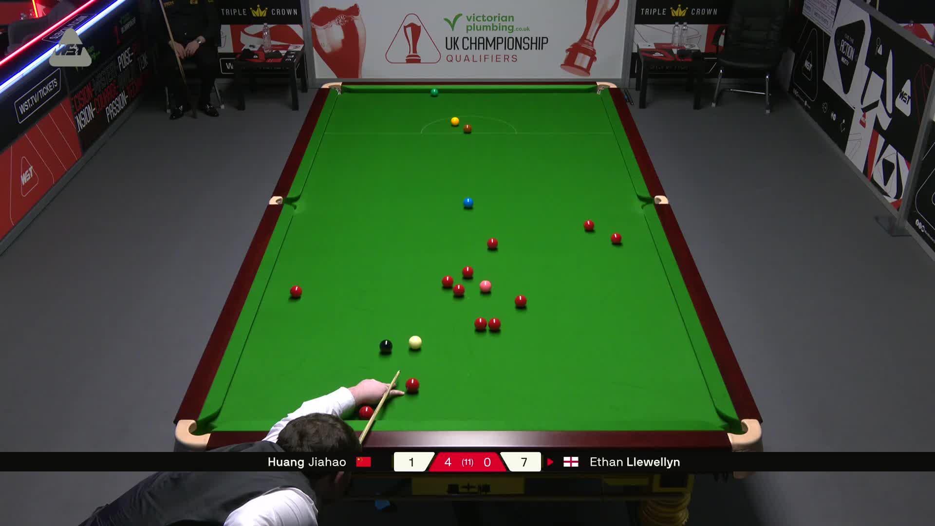 黄佳浩VS伊森·卢埃林 2025斯诺克英锦赛资格赛 第五局