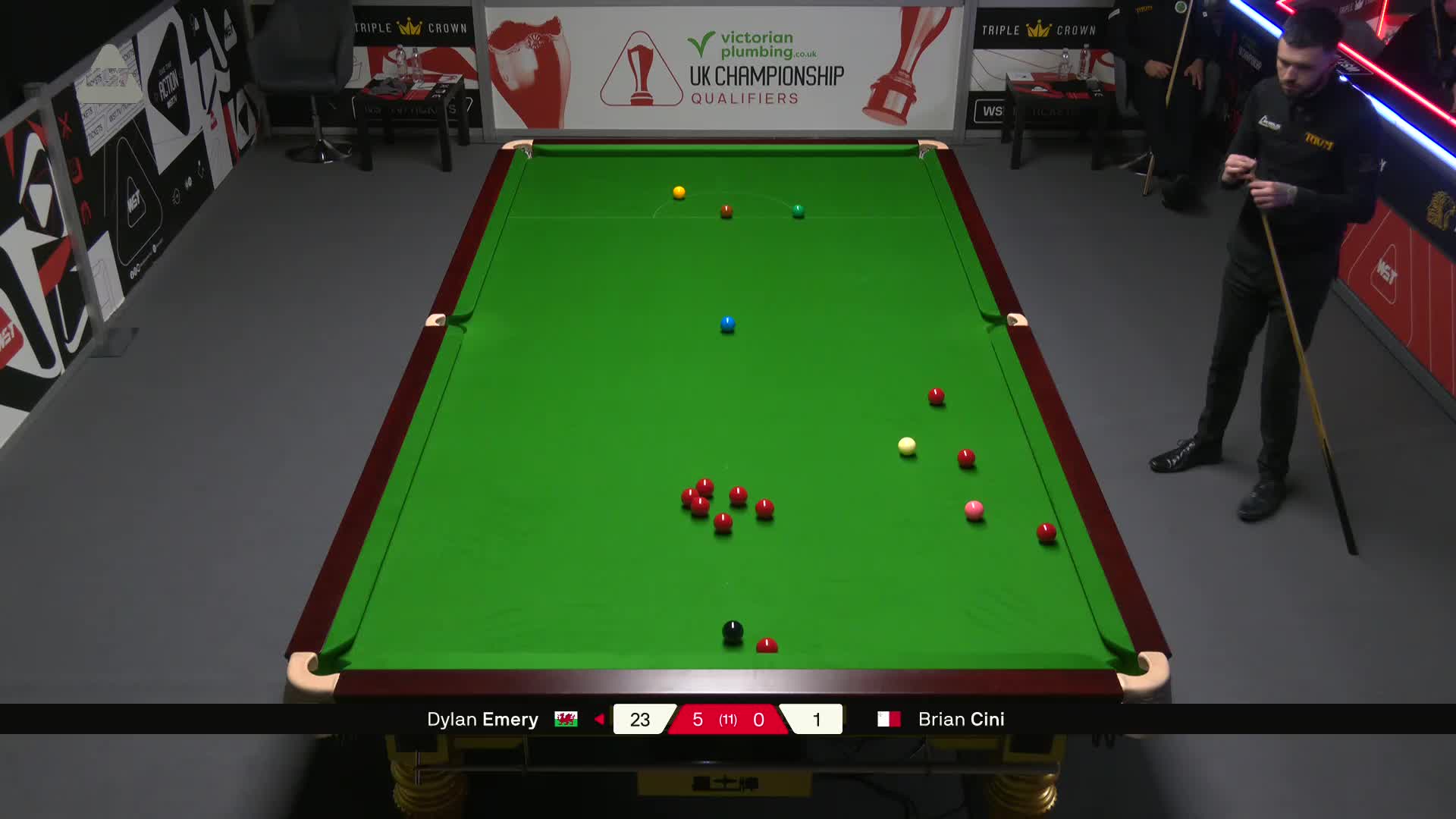 迪伦·埃默里VS布莱恩·西尼 2025斯诺克英锦赛资格赛 第六局