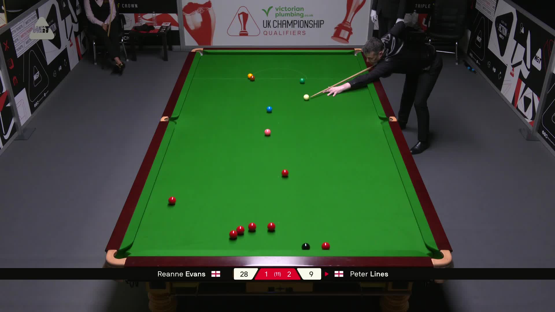 瑞安·埃文斯VS彼得·莱恩斯 2025斯诺克英锦赛资格赛 第四局