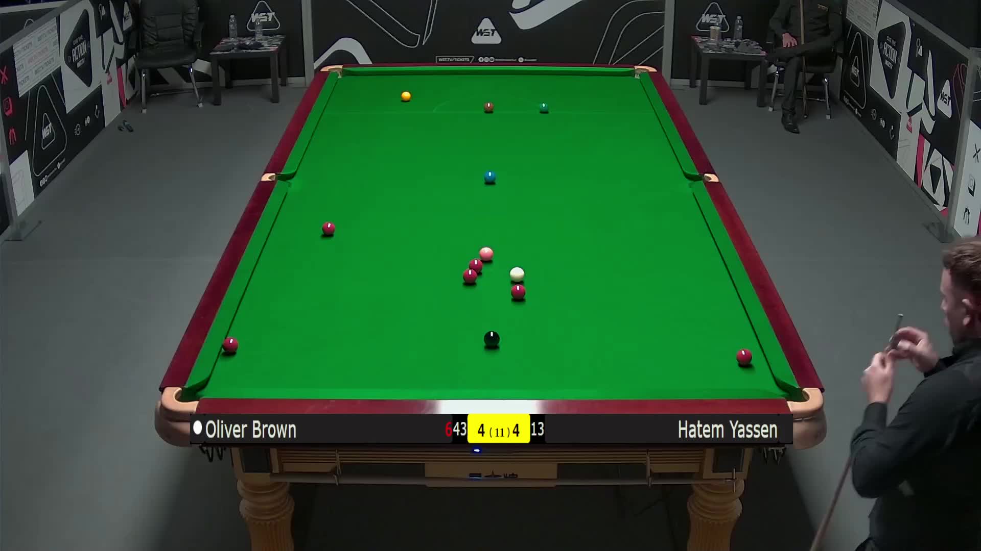 哈特姆·亚辛VS奥利弗·布朗 2025斯诺克英锦赛资格赛 第九局
