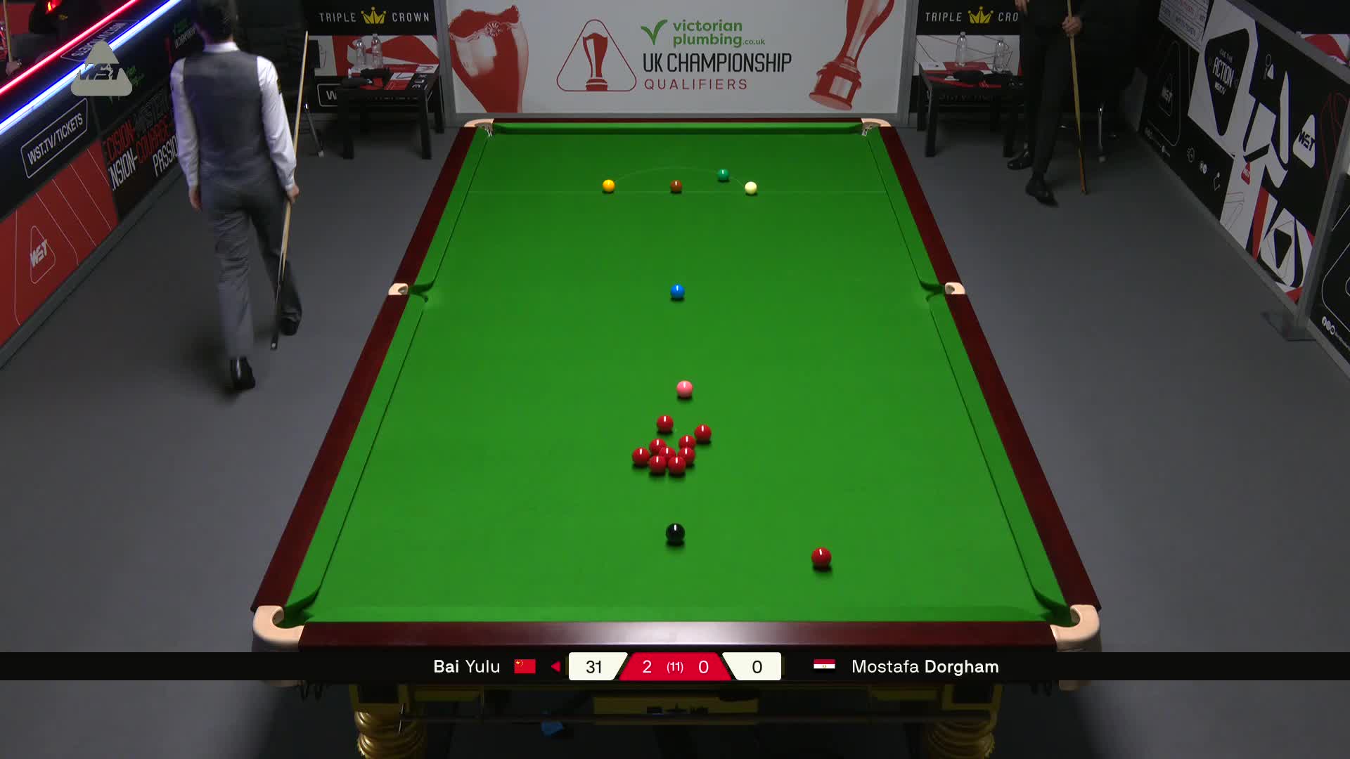 白雨露VS穆斯塔法·多汉姆 2025斯诺克英锦赛资格赛 第三局