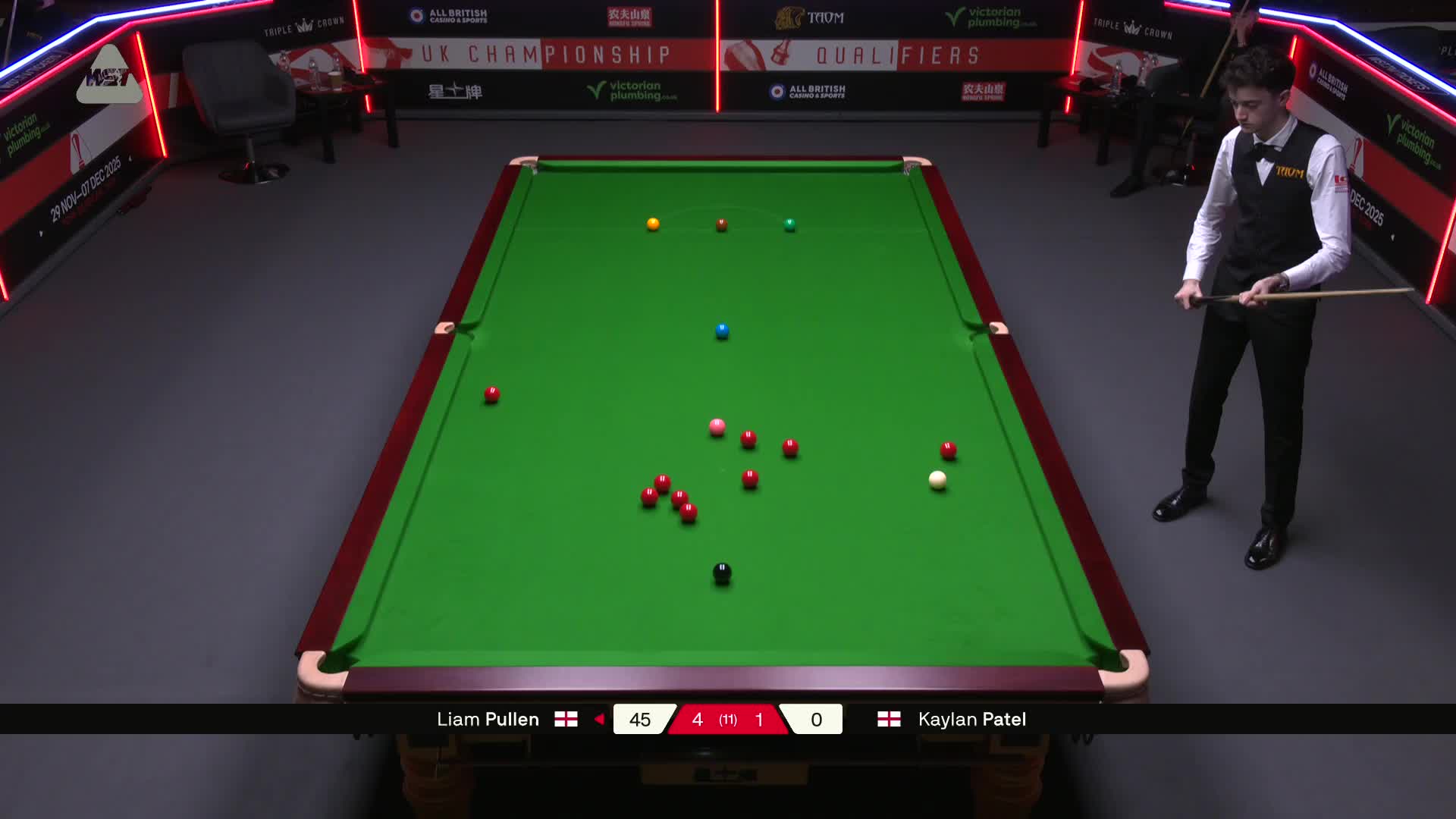 利亚姆·普伦VS凯兰·帕特尔 2025斯诺克英锦赛资格赛 第六局