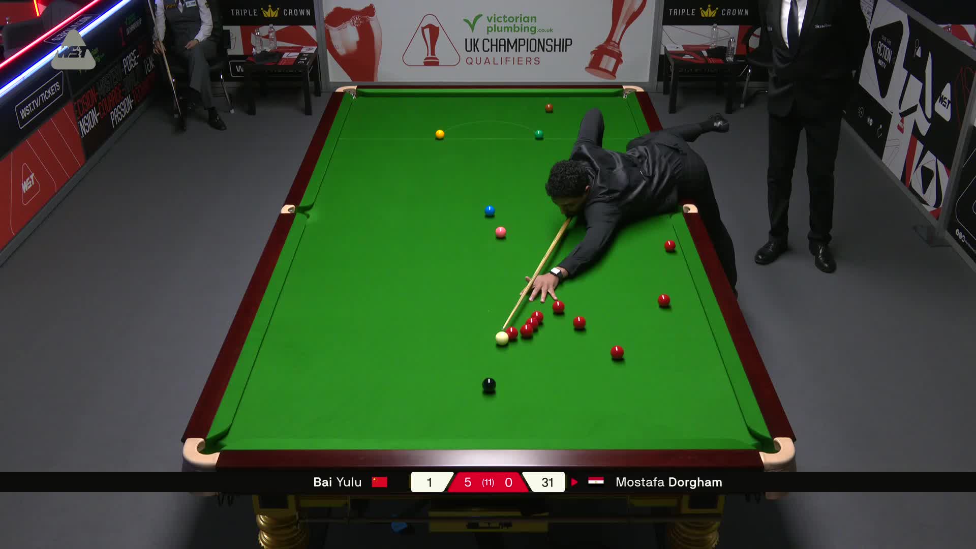 白雨露VS穆斯塔法·多汉姆 2025斯诺克英锦赛资格赛 第六局