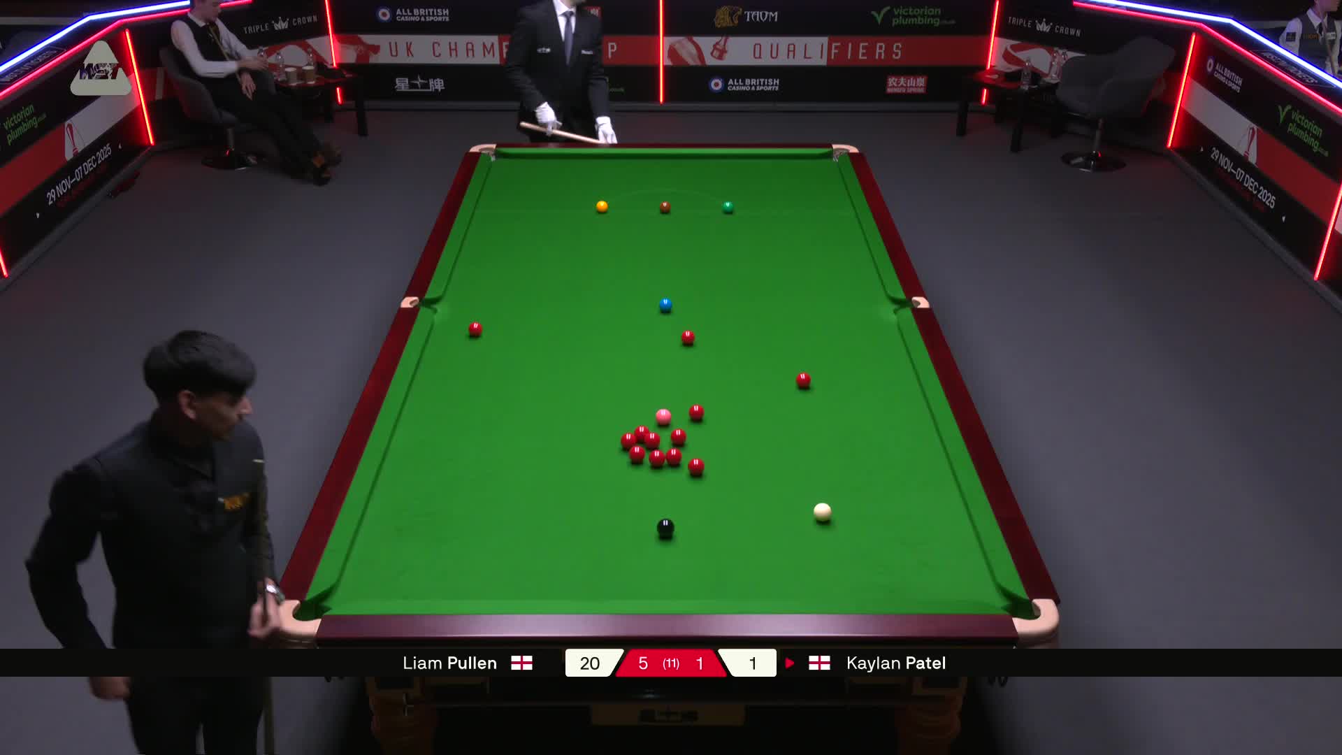 利亚姆·普伦VS凯兰·帕特尔 2025斯诺克英锦赛资格赛 第七局