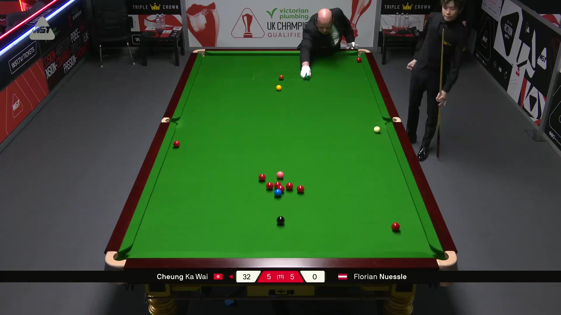 张家玮 vs F努斯勒  2025斯诺克英锦赛资格赛 第十一局