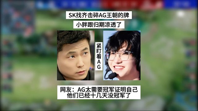 SK找齐击碎AG王朝的牌，小胖跟归期彻底凉凉，网友：AG太需要一个冠军来证明自己了