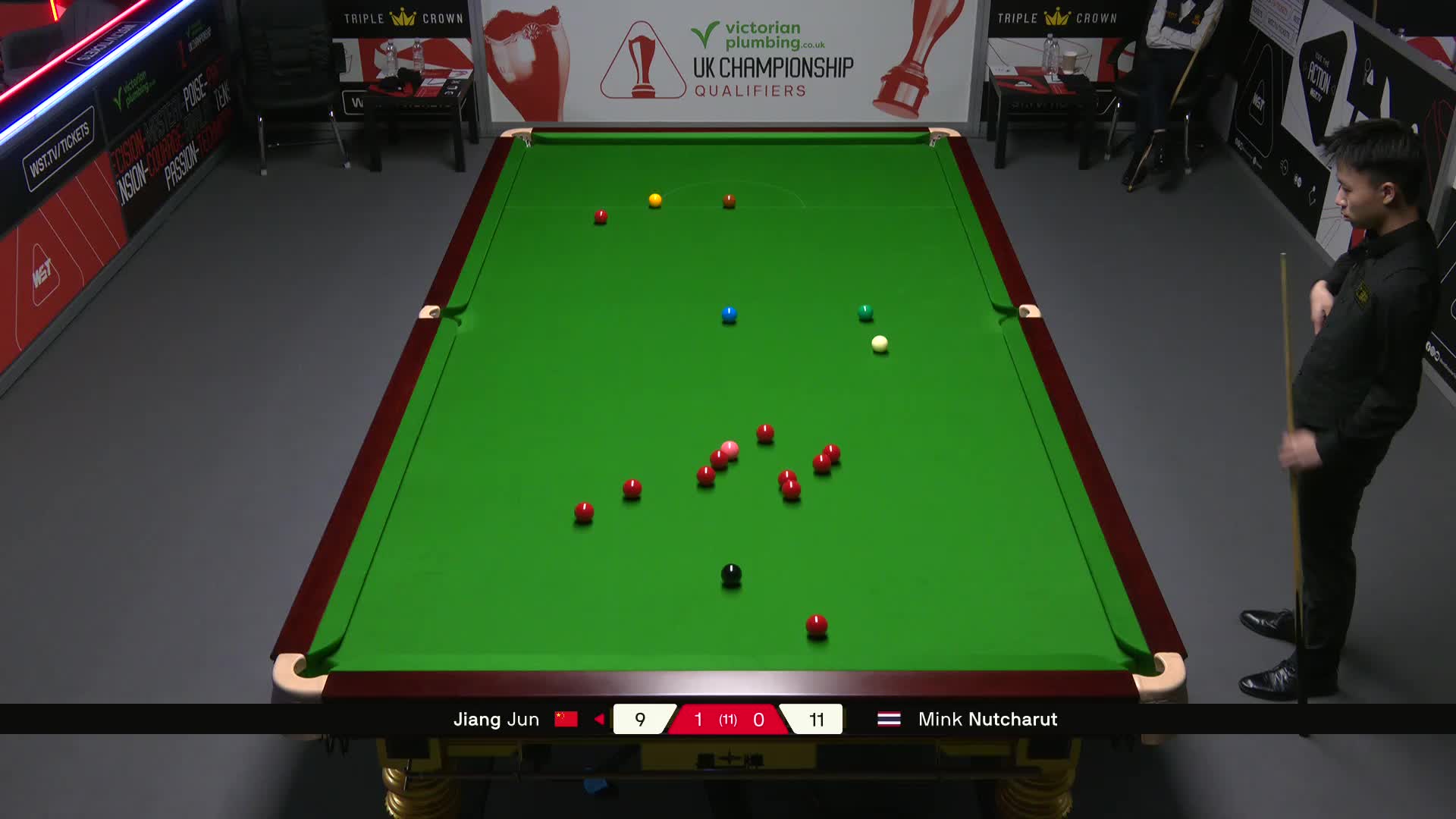 江俊VS名克·努查鲁特 2025斯诺克英锦赛资格赛 第二局