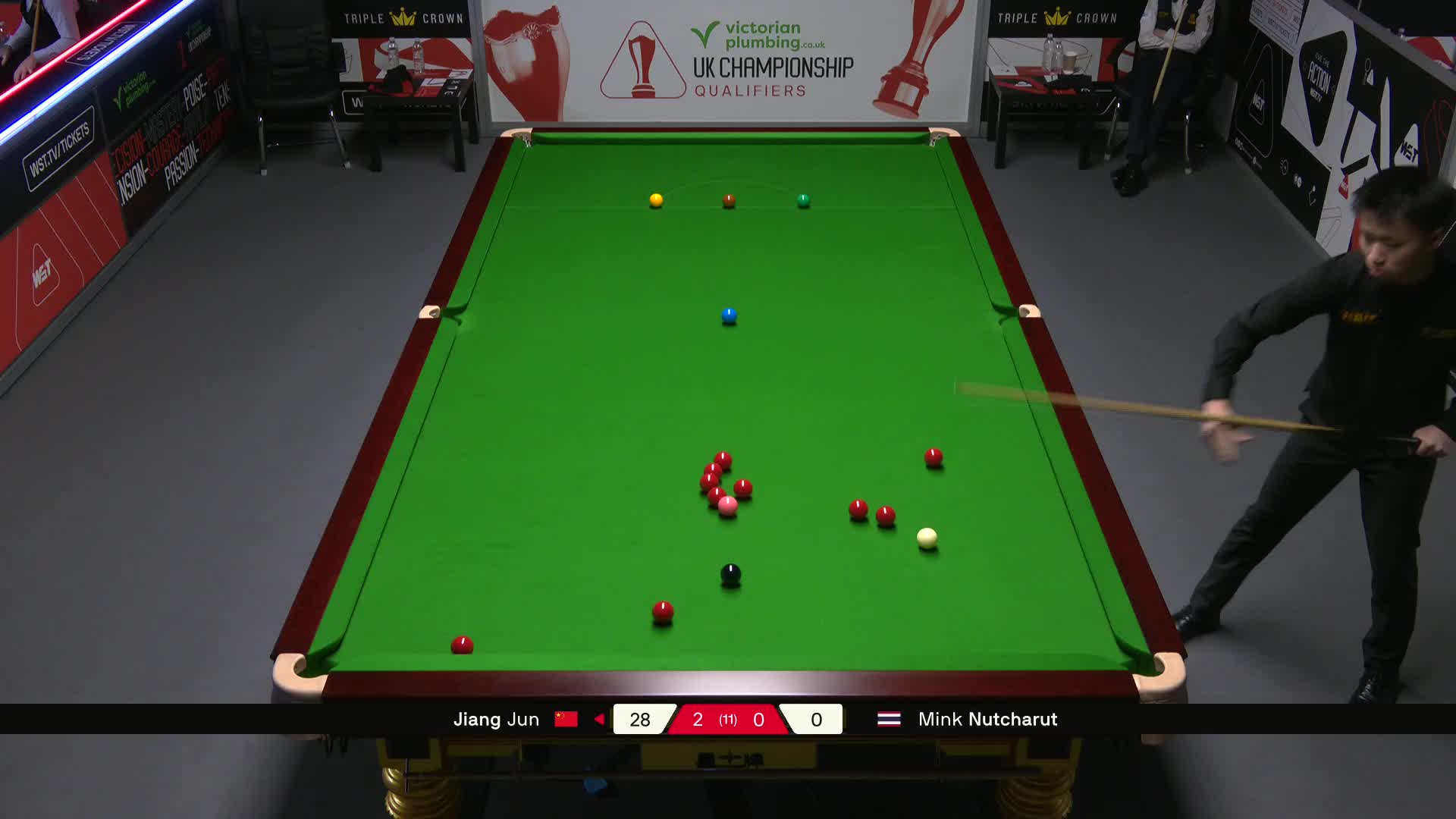 江俊VS名克·努查鲁特 2025斯诺克英锦赛资格赛 第三局