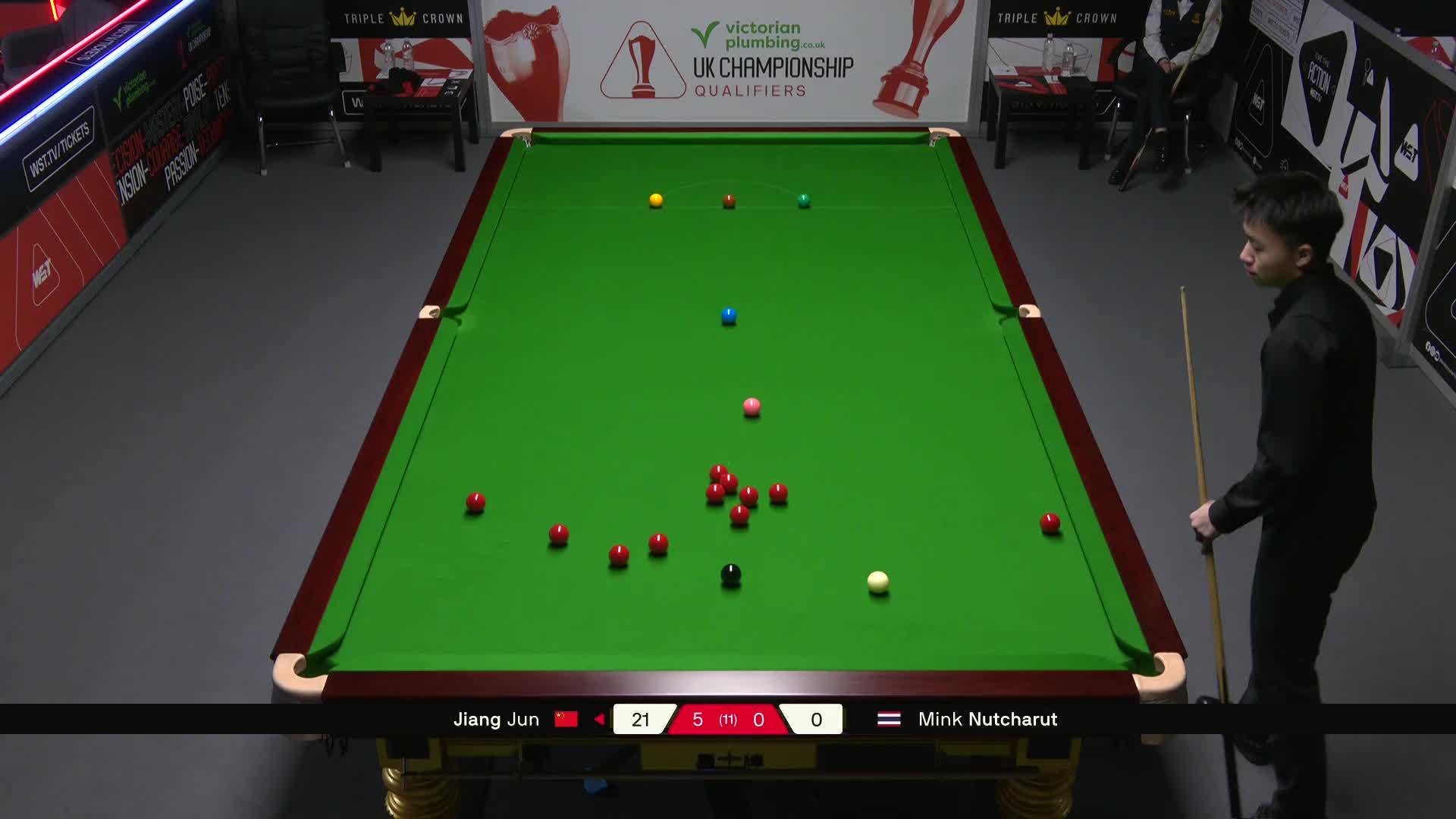 江俊VS名克·努查鲁特 2025斯诺克英锦赛资格赛 第六局