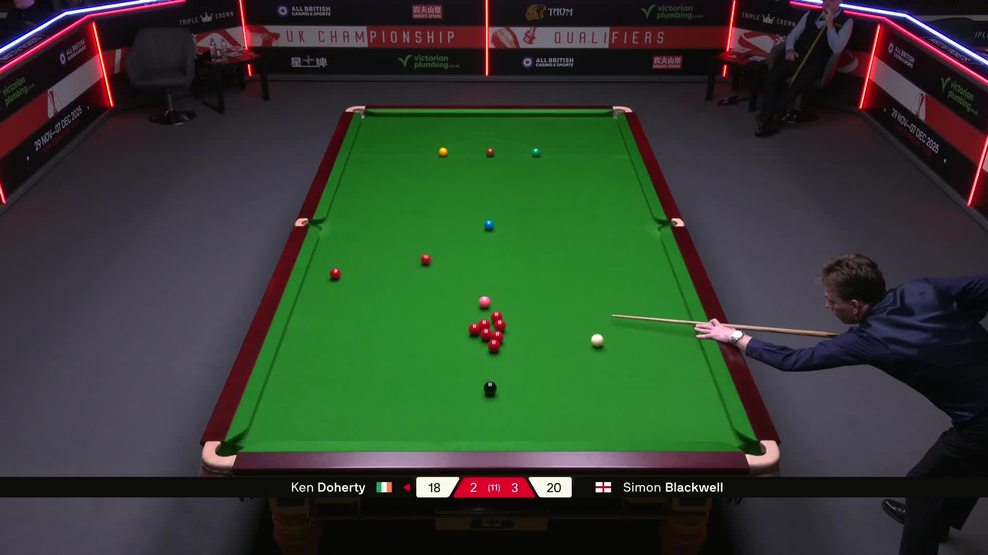 肯·达赫迪VS西蒙·布莱克威尔 2025斯诺克英锦赛资格赛 第六局