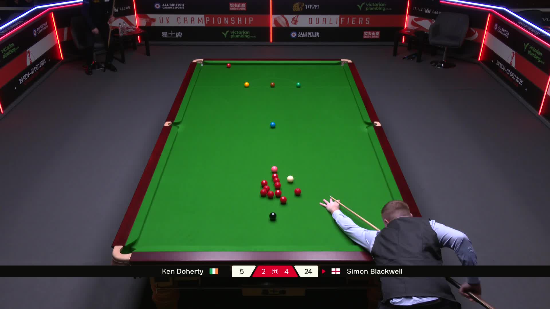 肯·达赫迪VS西蒙·布莱克威尔 2025斯诺克英锦赛资格赛 第七局