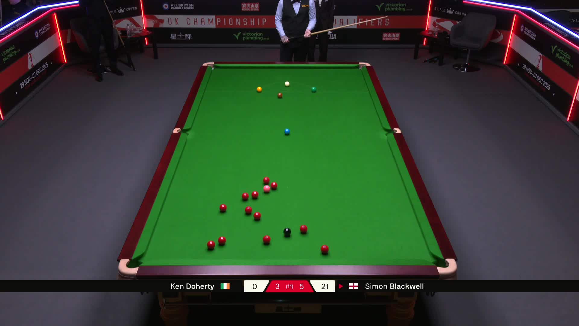 肯·达赫迪VS西蒙·布莱克威尔 2025斯诺克英锦赛资格赛 第九局