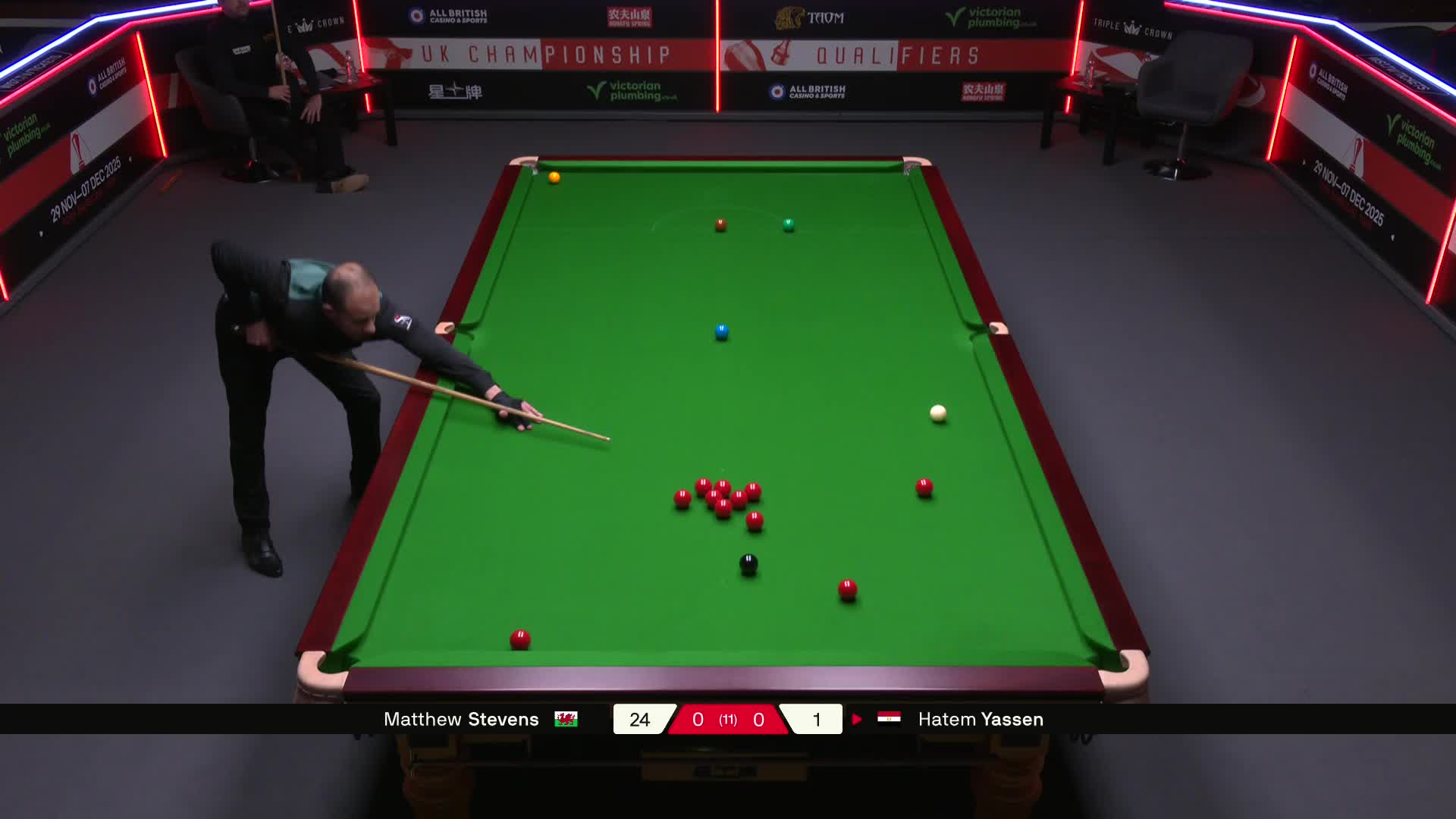 马修·史蒂文斯VS哈特姆·亚辛 2025斯诺克英锦赛资格赛 第一局