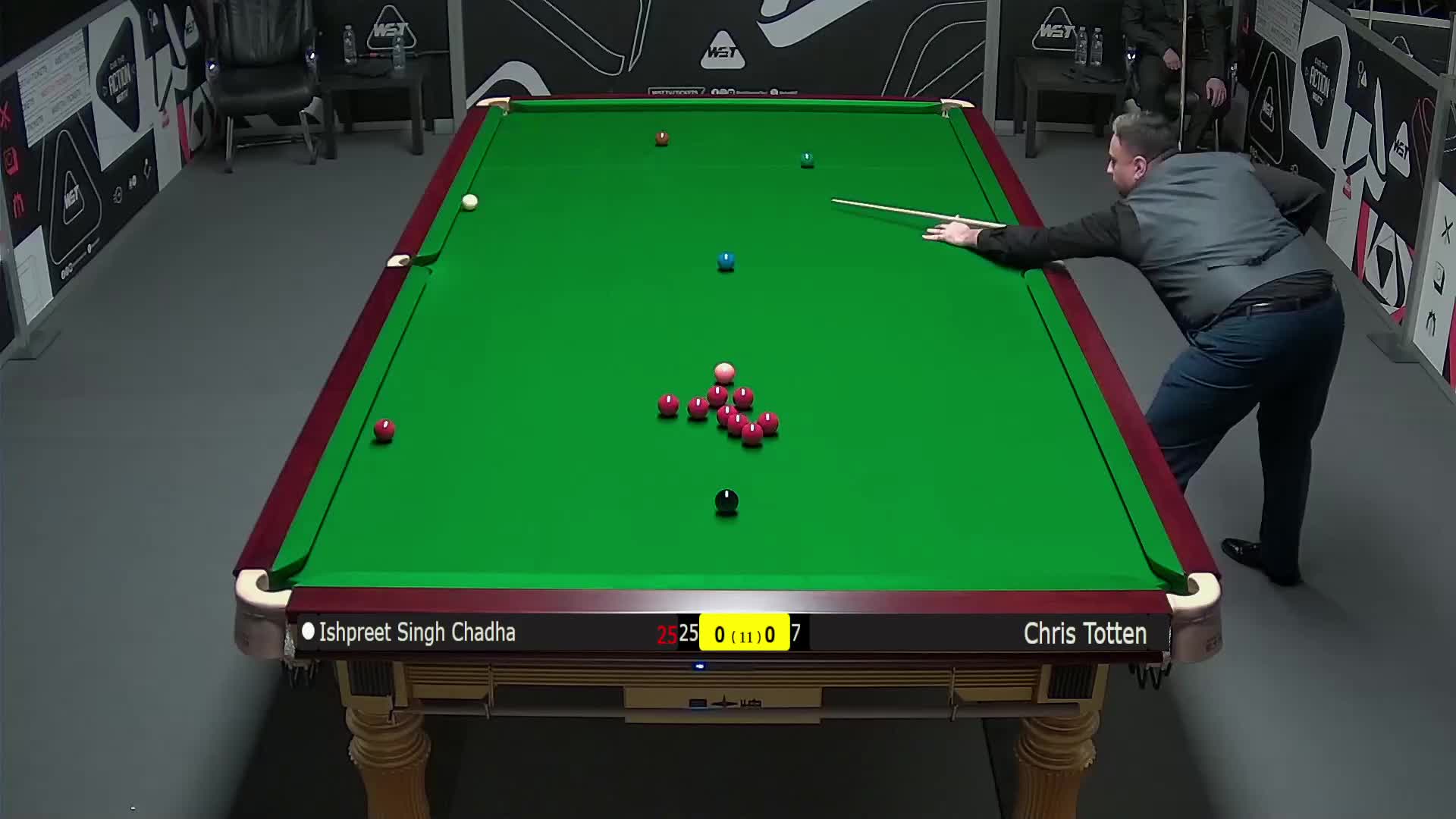 伊什普利特·辛格·查达VS克里斯·托顿 2025斯诺克英锦赛资格赛 第一局