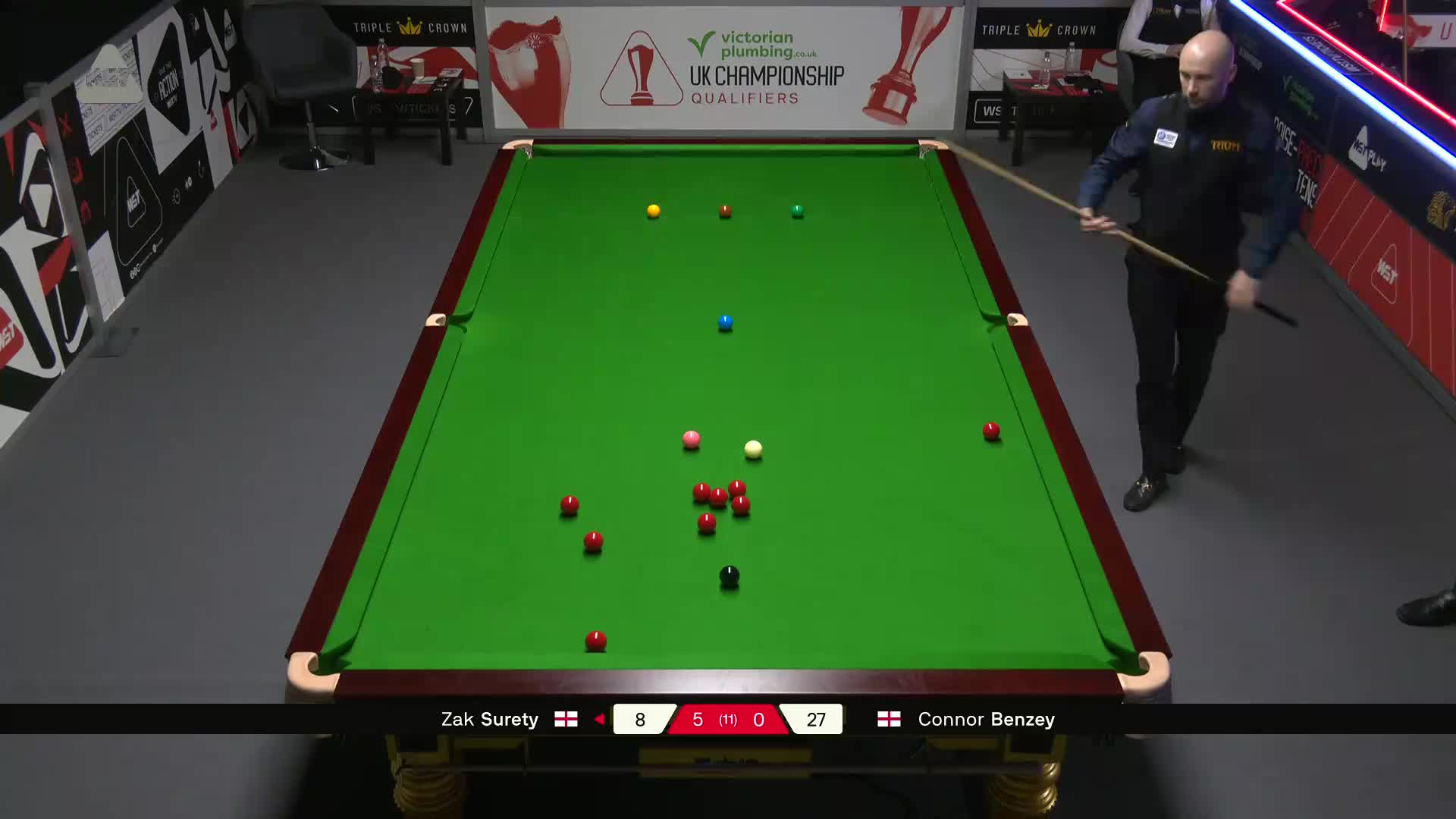 扎克·苏尔蒂VS康纳·本泽 2025斯诺克英锦赛资格赛 第六局