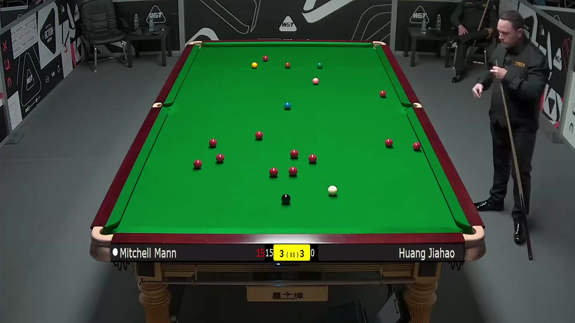 米切尔·曼恩VS黄佳浩 2025斯诺克英锦赛资格赛 第七局