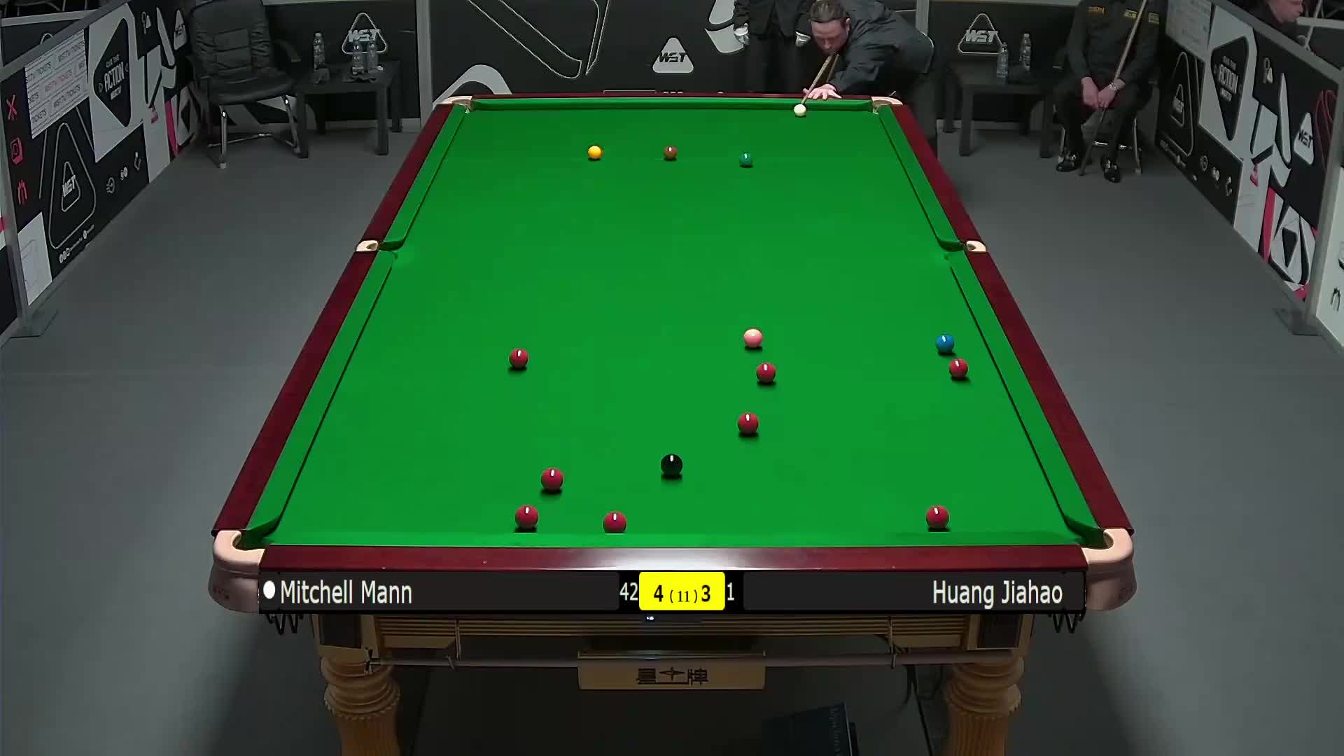 米切尔·曼恩VS黄佳浩 2025斯诺克英锦赛资格赛 第八局