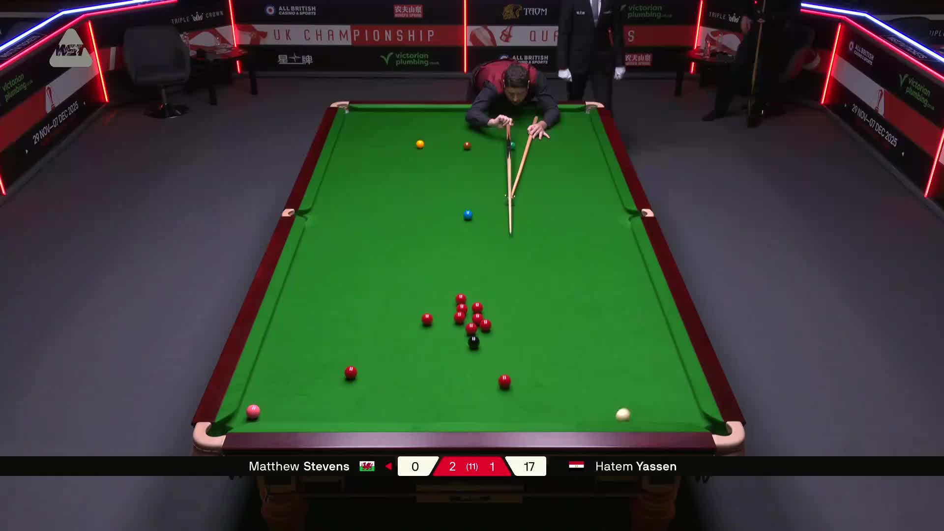 马修·史蒂文斯VS哈特姆·亚辛 2025斯诺克英锦赛资格赛 第四局