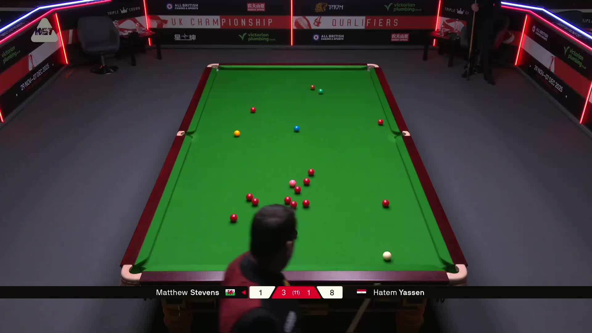 马修·史蒂文斯VS哈特姆·亚辛 2025斯诺克英锦赛资格赛 第五局