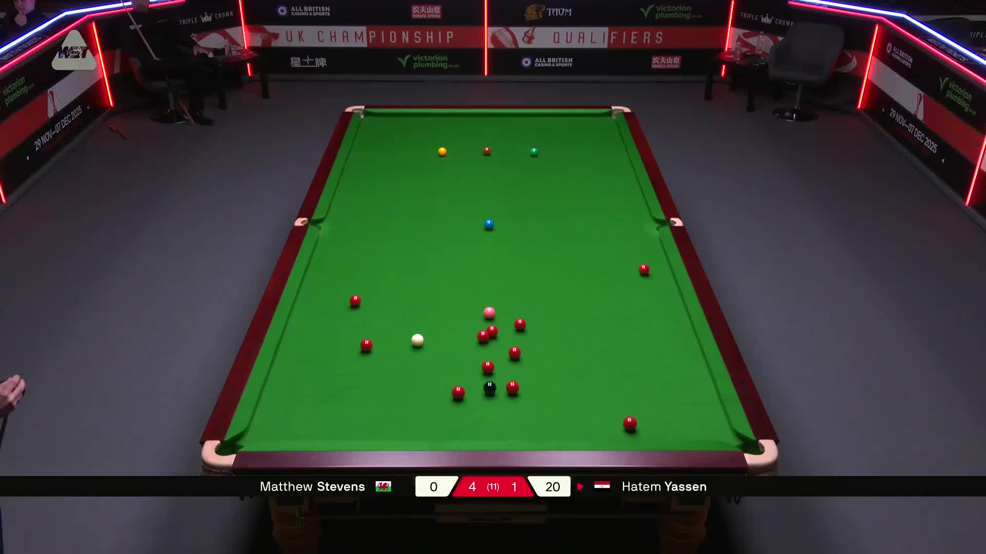 马修·史蒂文斯VS哈特姆·亚辛 2025斯诺克英锦赛资格赛 第六局
