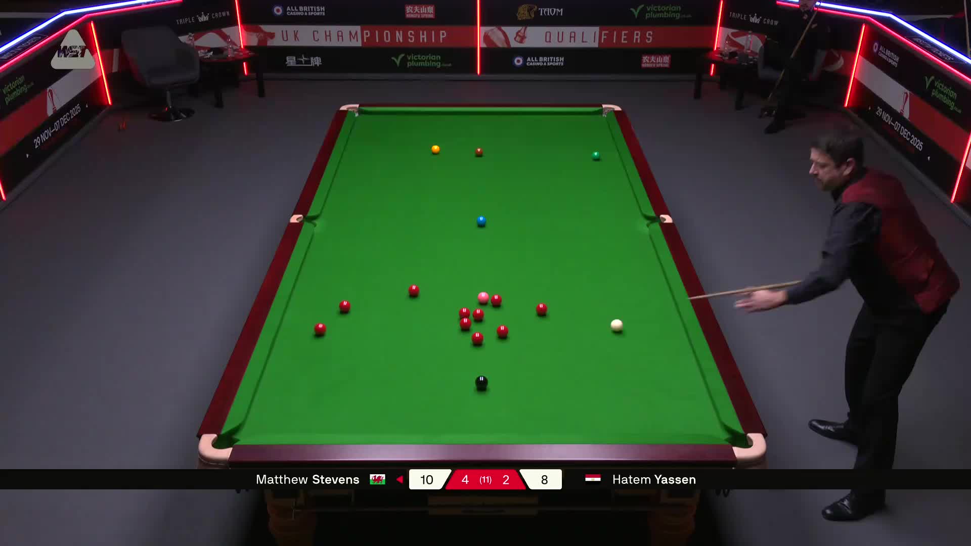马修·史蒂文斯VS哈特姆·亚辛 2025斯诺克英锦赛资格赛 第七局