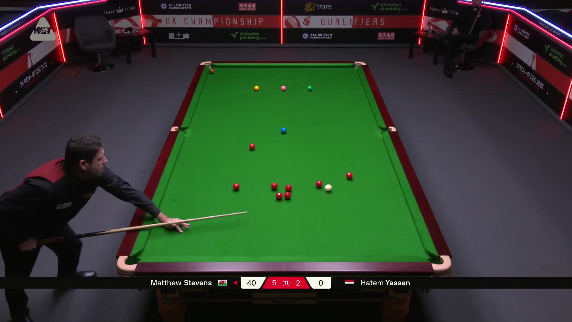 马修·史蒂文斯VS哈特姆·亚辛 2025斯诺克英锦赛资格赛 第八局