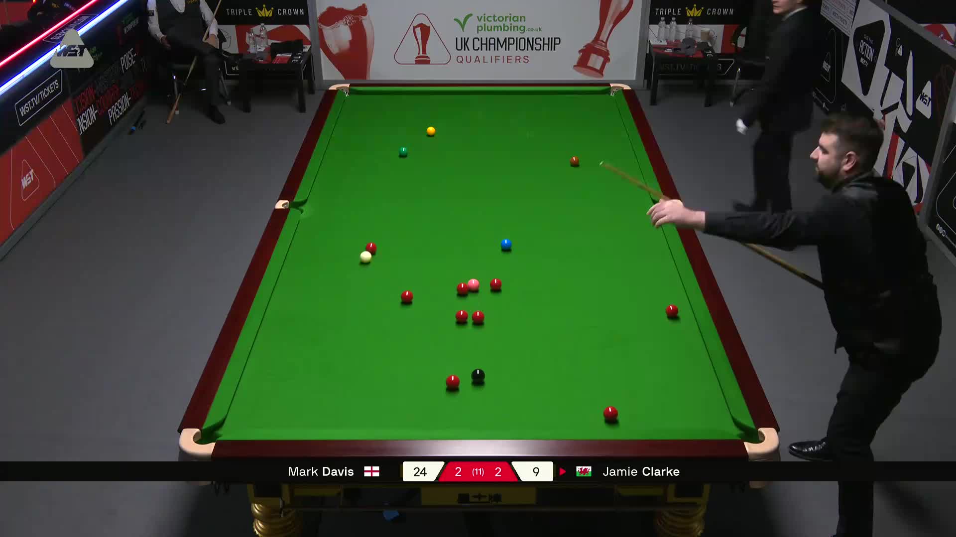 马克·戴维斯VS詹姆·克拉克 2025斯诺克英锦赛资格赛 第五局