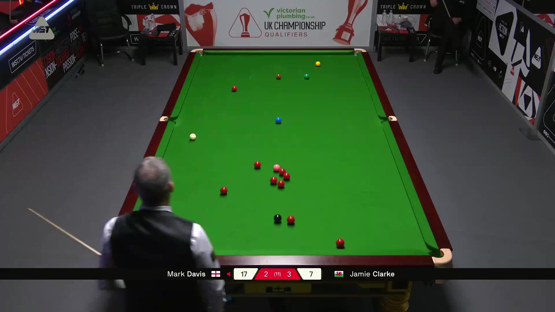 马克·戴维斯VS詹姆·克拉克 2025斯诺克英锦赛资格赛 第六局