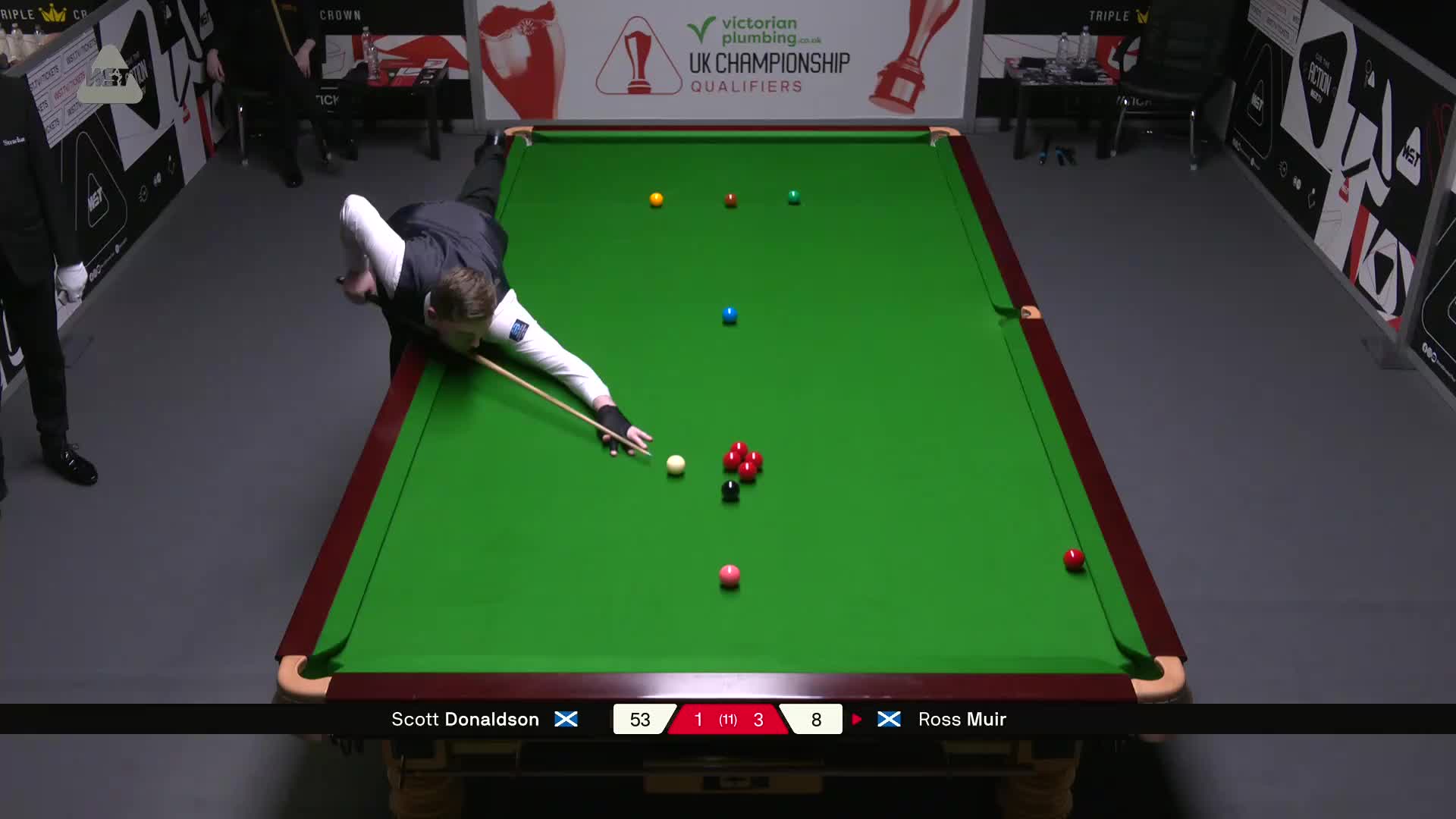 斯科特·唐纳森VS罗斯·缪尔  2025斯诺克英锦赛资格赛 第五局