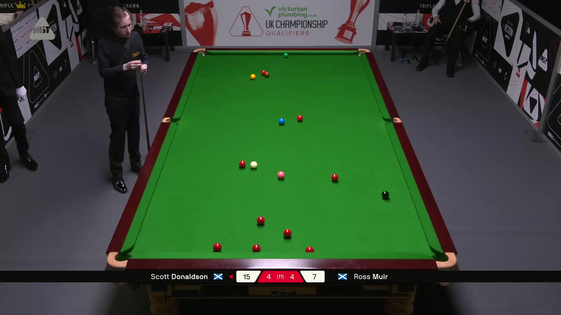 斯科特·唐纳森VS罗斯·缪尔  2025斯诺克英锦赛资格赛 第九局