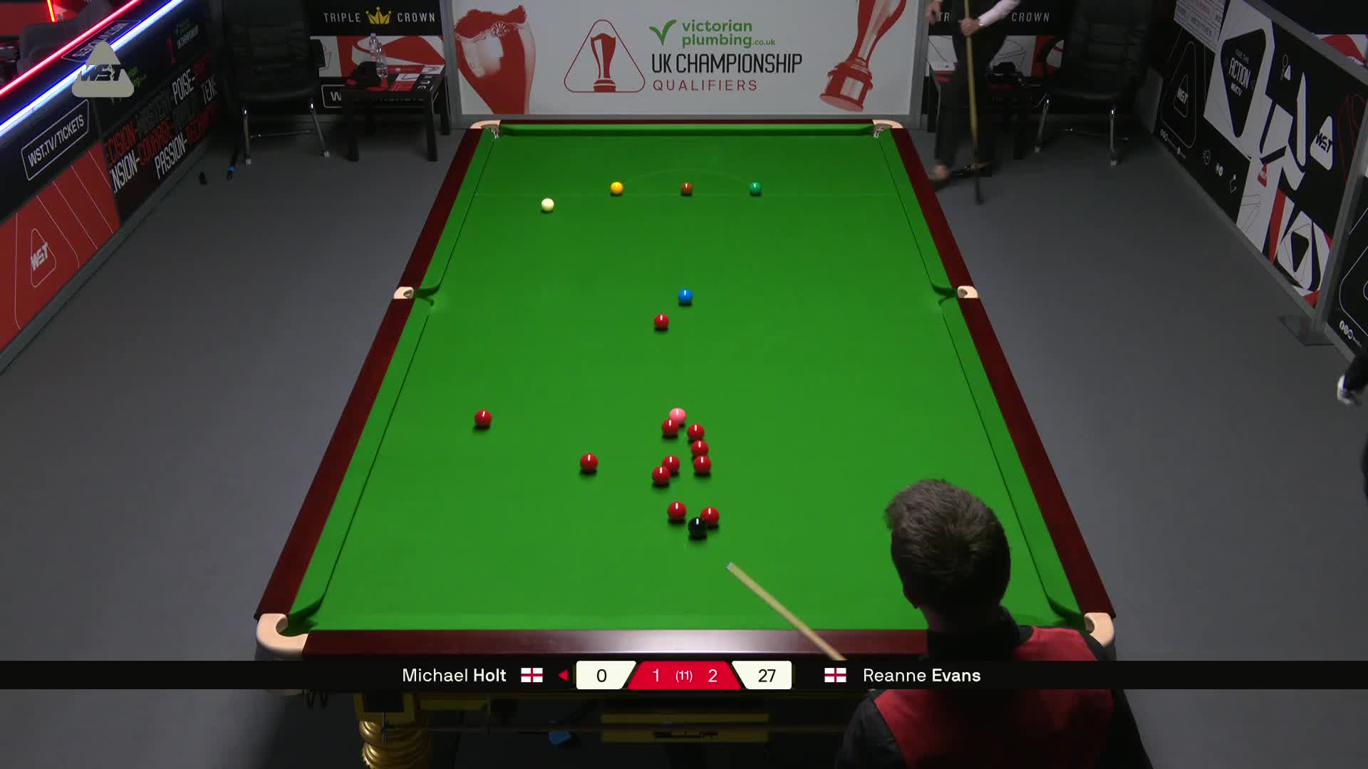 迈克尔·霍尔特VS瑞安·埃文斯 2025斯诺克英锦赛资格赛 第四局