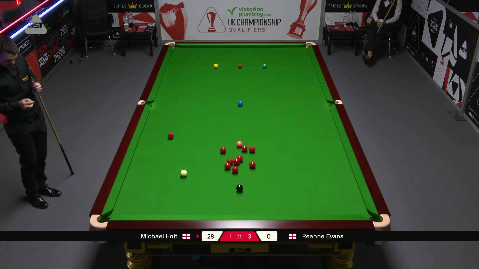 迈克尔·霍尔特VS瑞安·埃文斯 2025斯诺克英锦赛资格赛 第五局