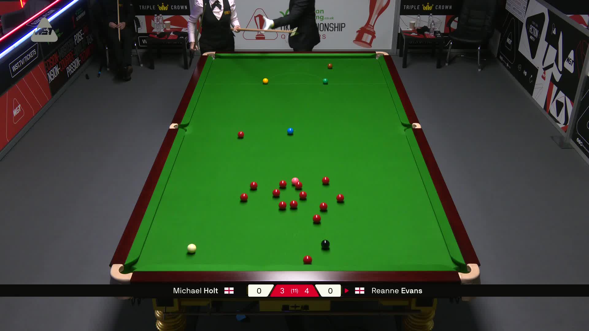 迈克尔·霍尔特VS瑞安·埃文斯 2025斯诺克英锦赛资格赛 第八局