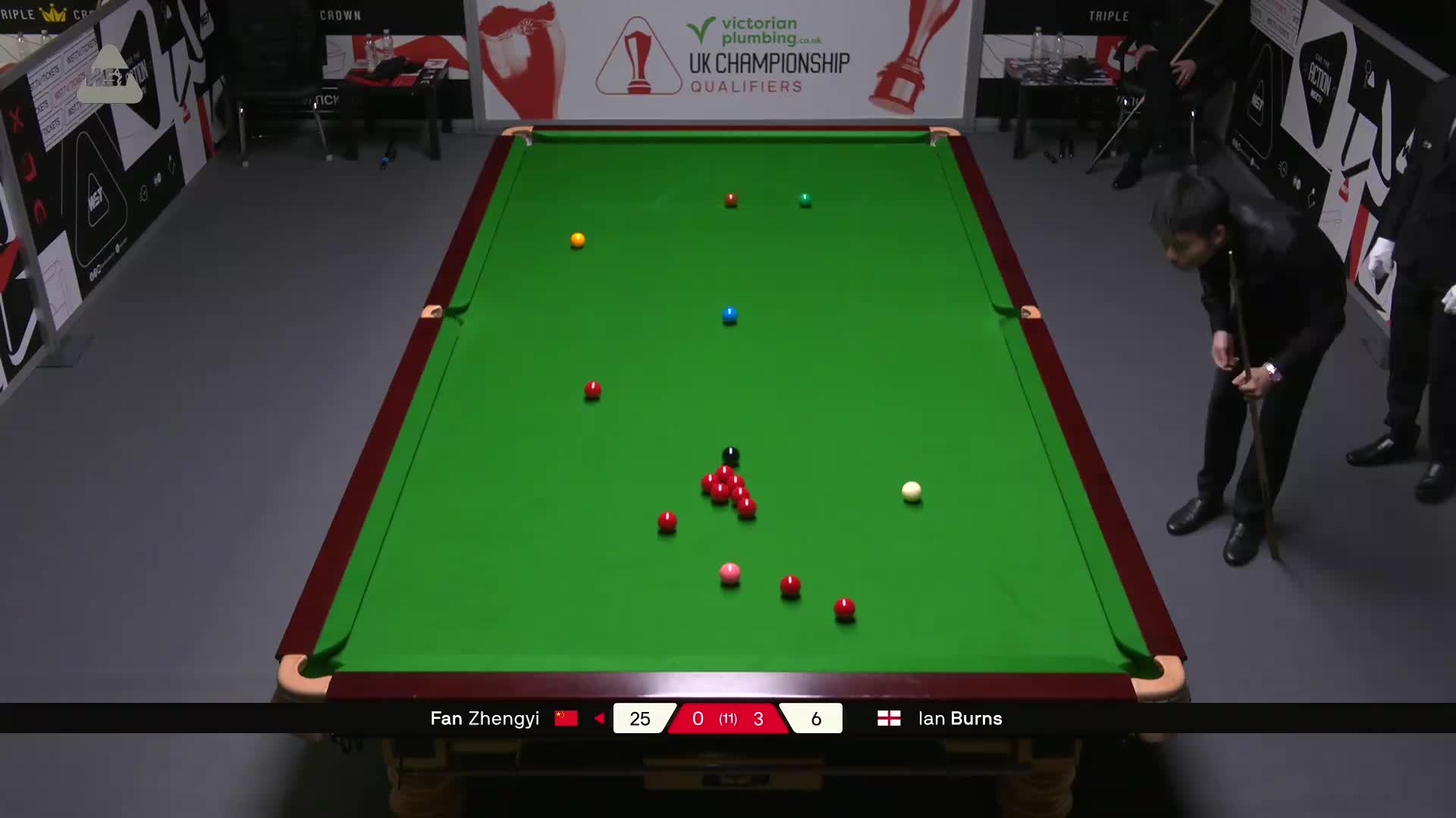 范争一VS伊恩·伯恩斯 2025斯诺克英锦赛资格赛 第四局