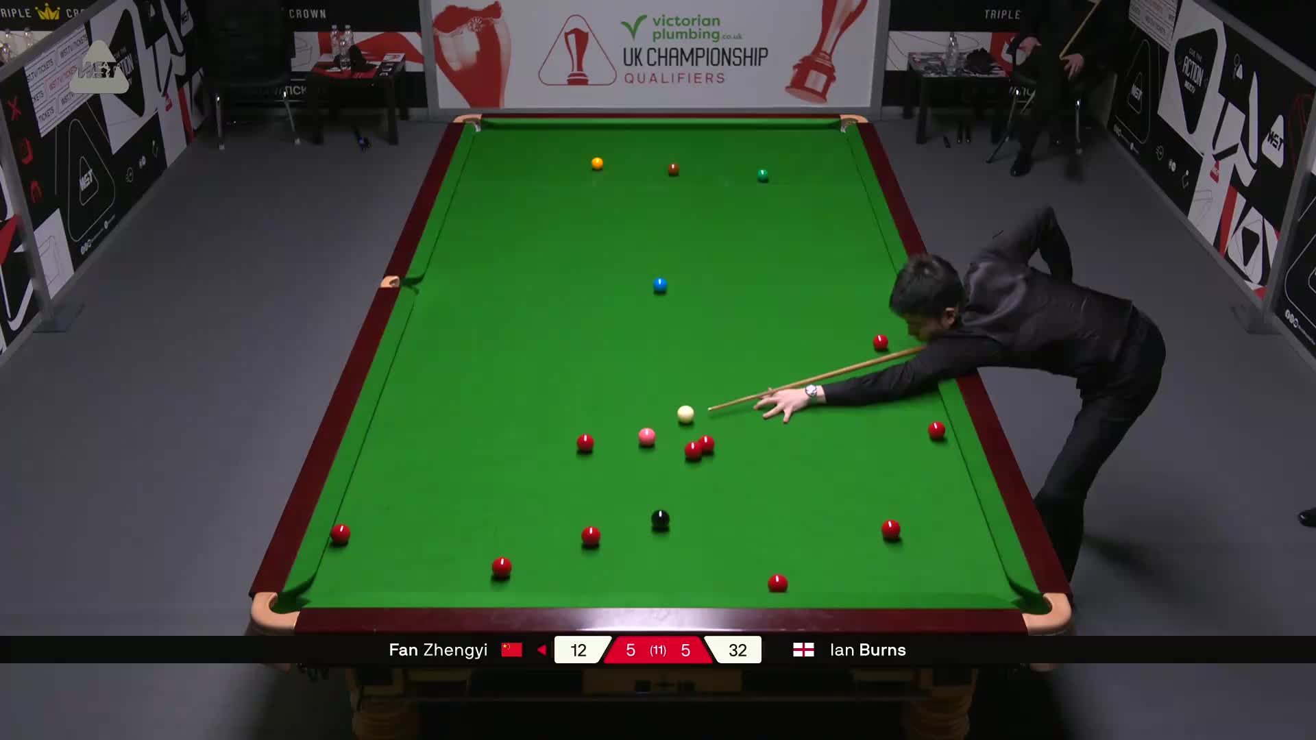 范争一VS伊恩·伯恩斯 2025斯诺克英锦赛资格赛 第十一局