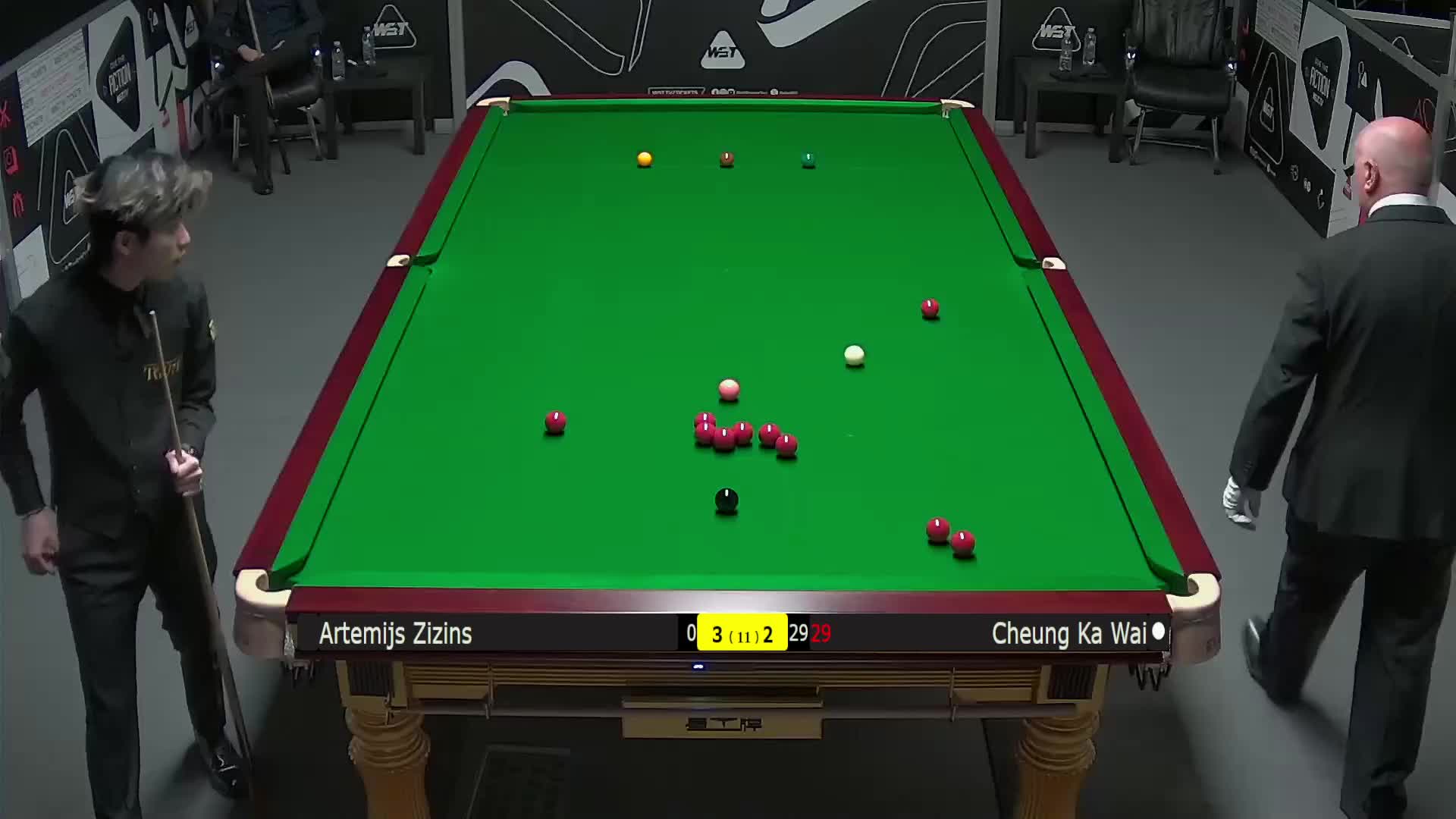 阿特米吉斯·齐津斯VS张家玮 2025斯诺克英锦赛资格赛 第六局