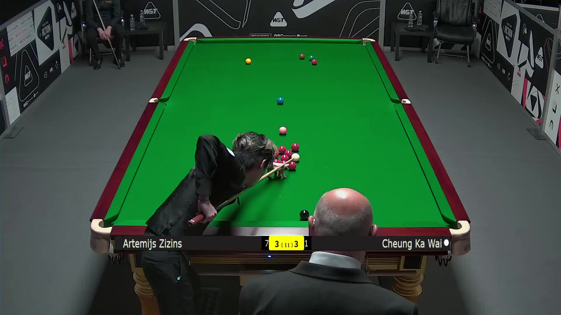 阿特米吉斯·齐津斯VS张家玮 2025斯诺克英锦赛资格赛 第七局