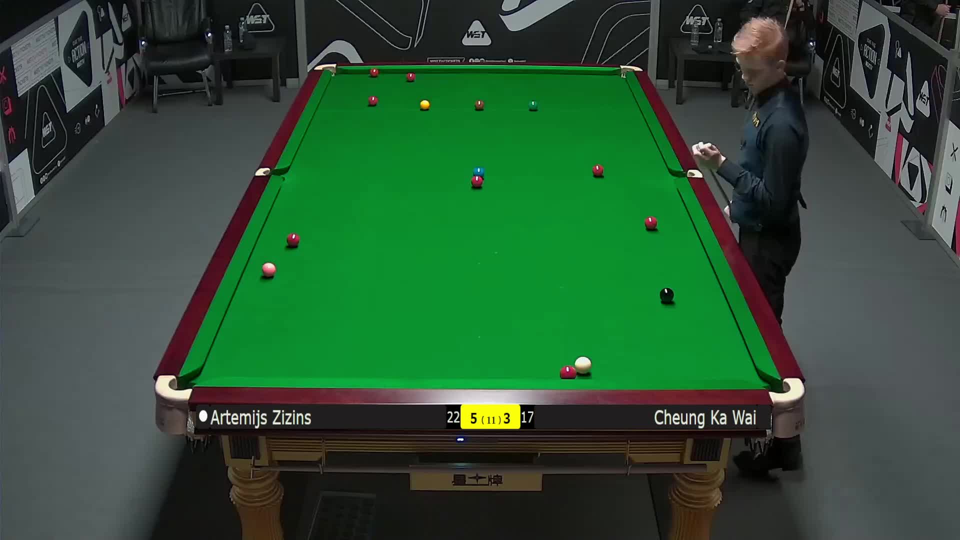 阿特米吉斯·齐津斯VS张家玮 2025斯诺克英锦赛资格赛 第九局