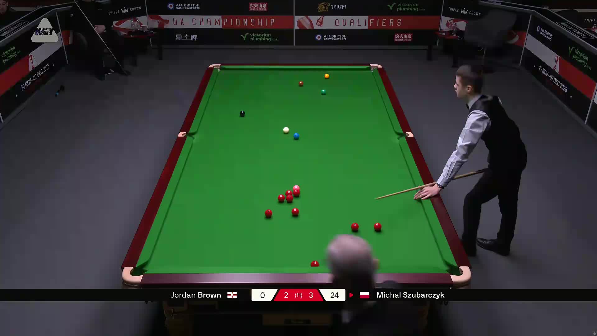乔丹·布朗VS米哈乌·苏巴尔奇克 2025斯诺克英锦赛资格赛 第六局