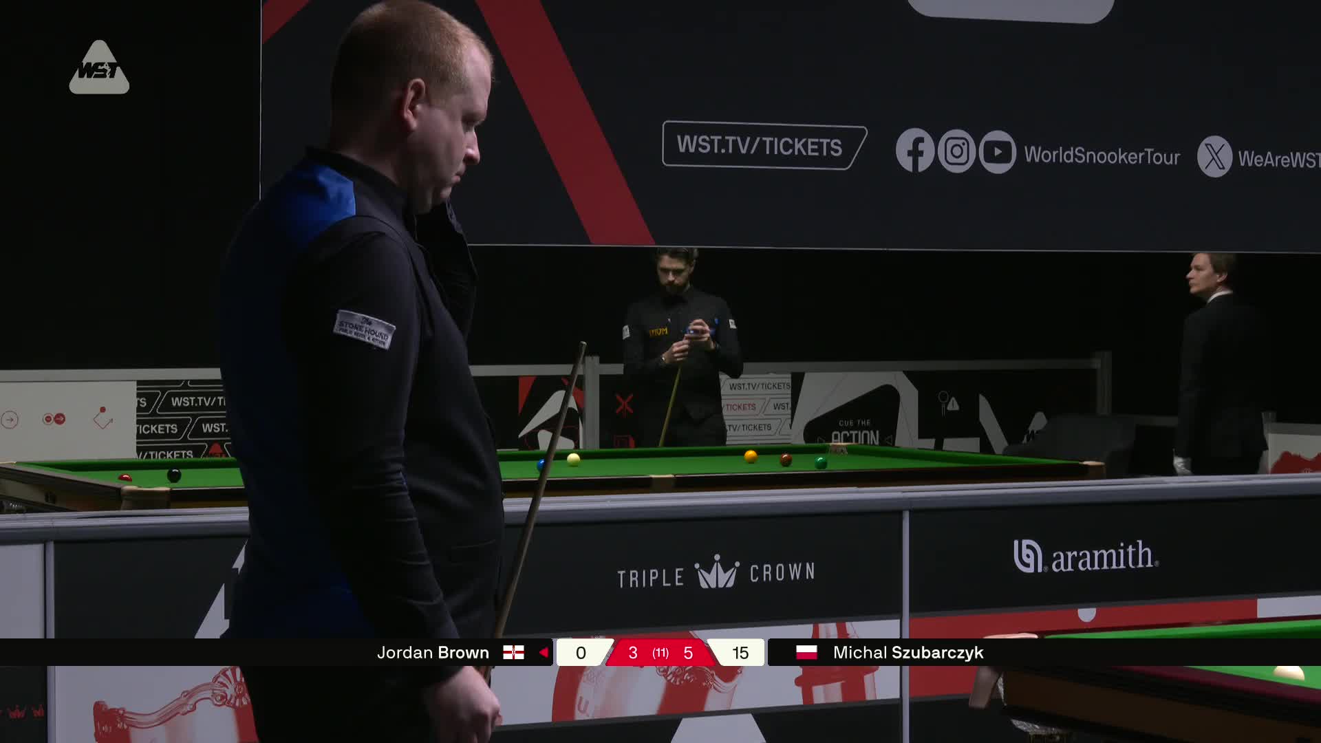 乔丹·布朗VS米哈乌·苏巴尔奇克 2025斯诺克英锦赛资格赛 第九局