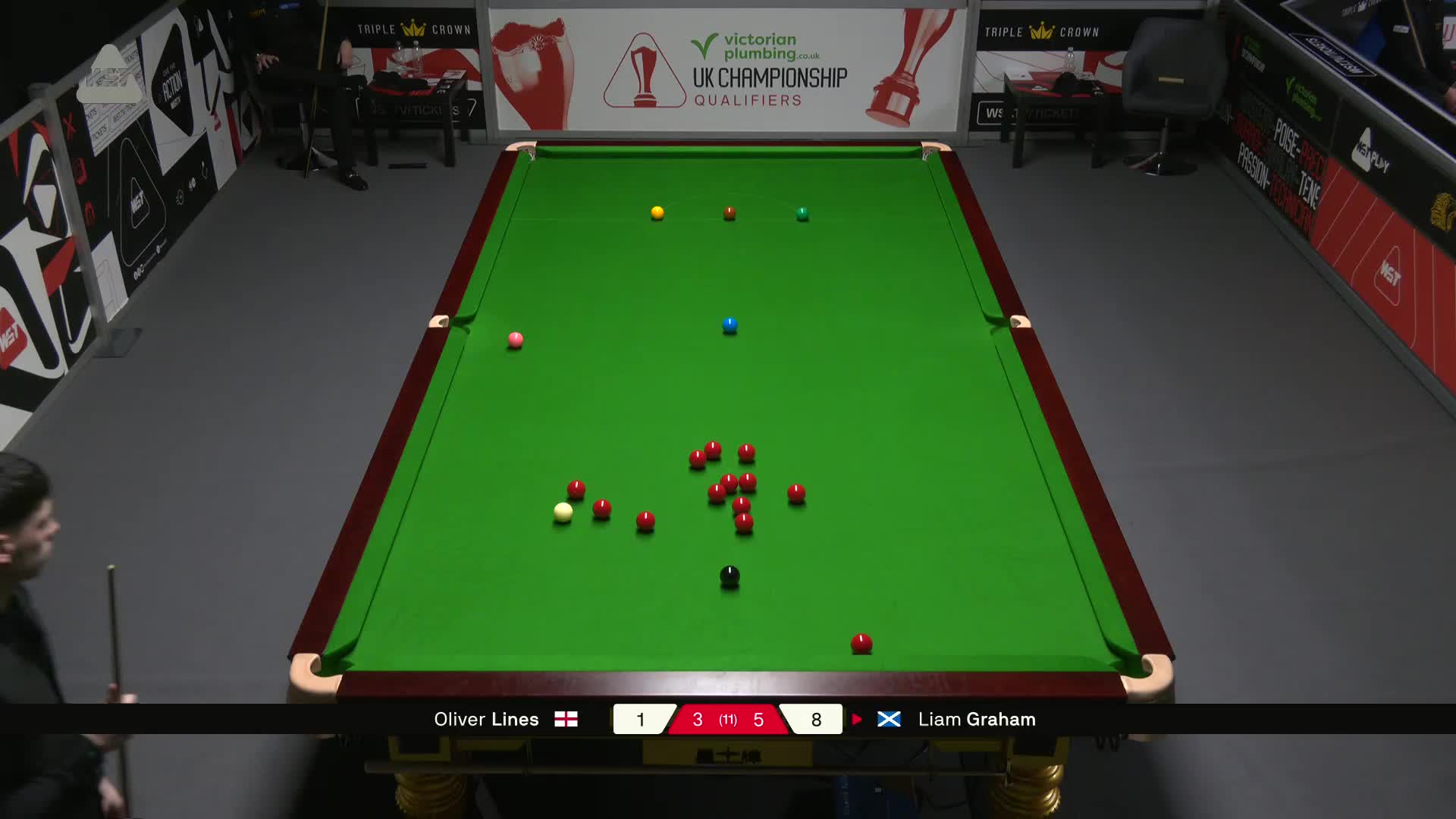 奥利弗·莱恩斯VS利亚姆·格雷厄姆 2025斯诺克英锦赛资格赛 第九局