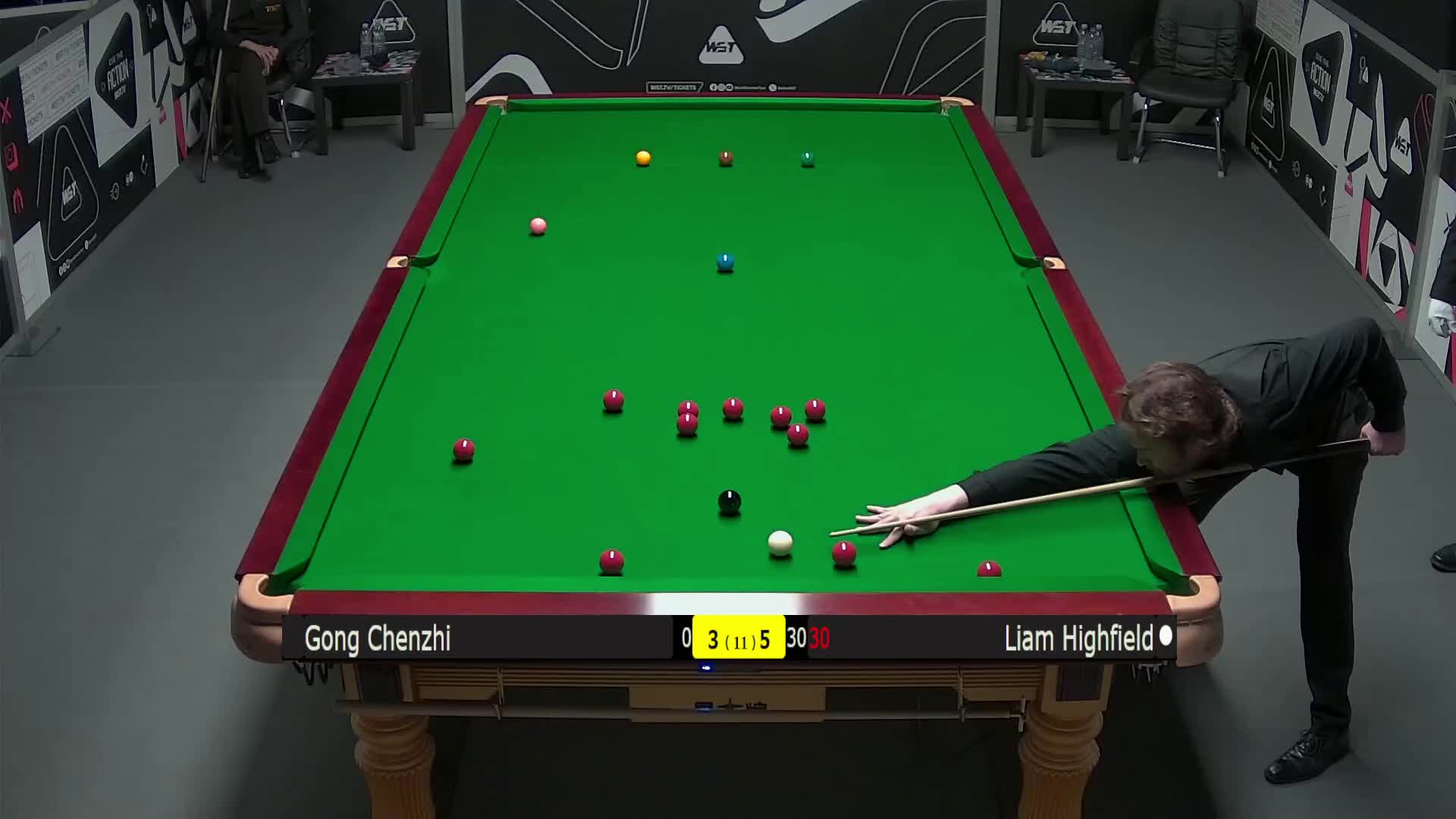 巩晨智VS利亚姆·海菲尔德 2025斯诺克英锦赛资格赛 第九局