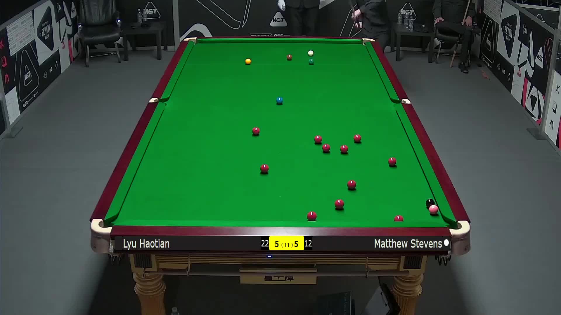 吕昊天VS马修·史蒂文斯 2025斯诺克英锦赛资格赛 第十一局