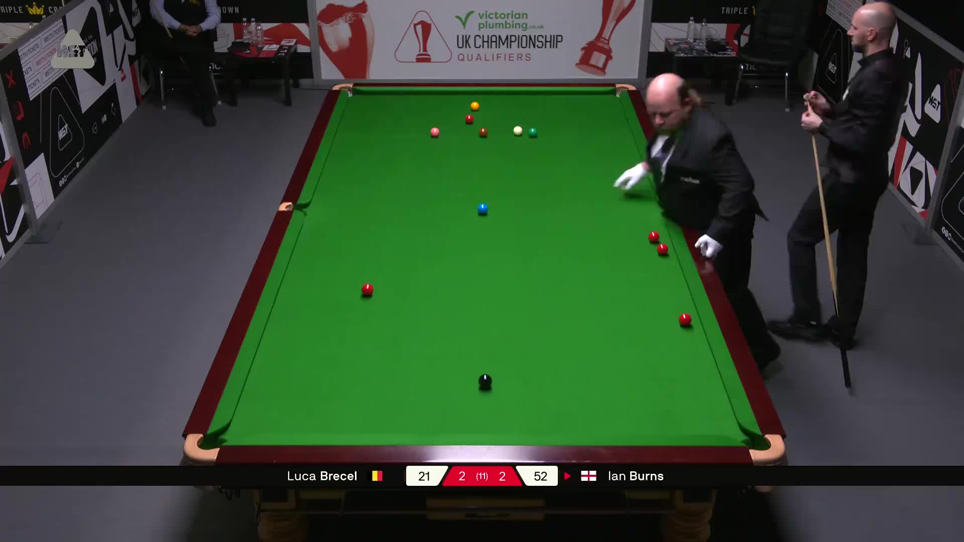卢卡·布雷切尔VS伊恩·伯恩斯 2025斯诺克英锦赛资格赛 第五局